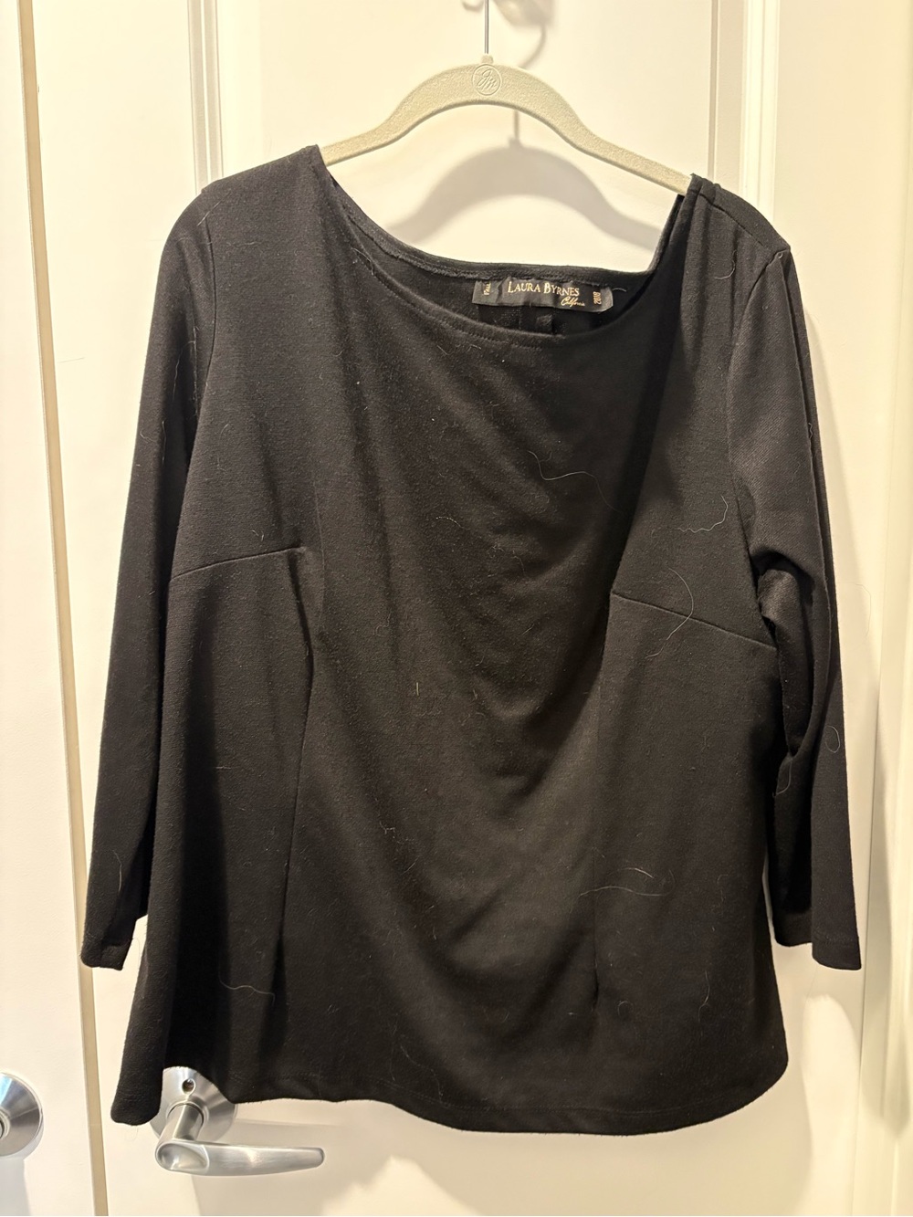 Laura Byrnes Black Boatneck Women's Top